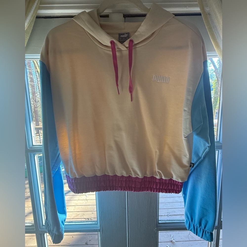 Puma - Woman’s Cropped Hoodie - Multicolored (Pink / Nude / Blue)